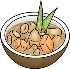Kolak Indonesian traditional snack vector. Indonesian traditional food vector. food vector. food illustration. 