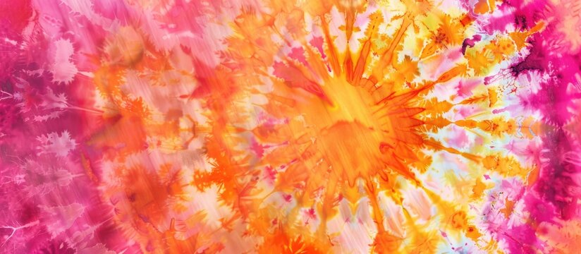 A close up of a tie dye pattern resembling a flower petal on a pink and peach underwater background, inspired by marine invertebrates in marine biology art