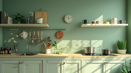 Green Elegance: Simplistic Beauty for Your Kitchen Environment