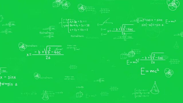 math science formula overlay loop animation green screen 4k video 