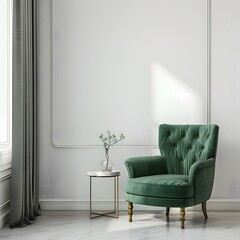 Vibrant Serenity: Green Armchair Elegance for Your Living Space