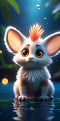 Fototapeta premium cat cute fluffy creature, generative ai