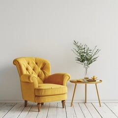 Radiant Comfort: Yellow Fabric Armchair Beautifying Your Living Room