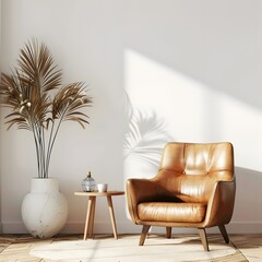 Luxury Living: Elegance Defined with Leather Armchair and Wall D�cor