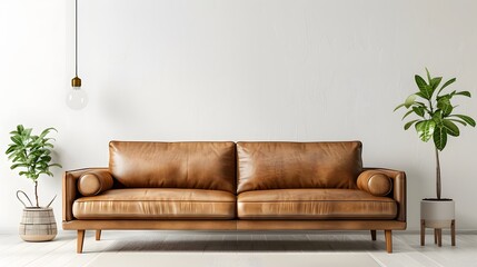 Luxe Living: Elegance Defined with Leather Sofa and Wall D�cor