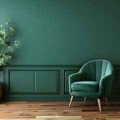 Serene Spaces: Green Armchair Elegance in a Modern Living Room
