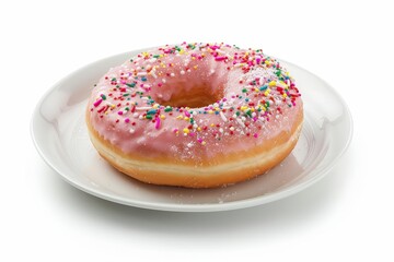 Doughnut on white plate