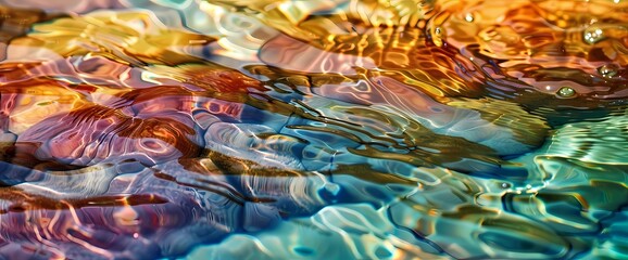 Nature's beauty captured in a breathtaking wallpaper of rainbow-hued stone water patterns.