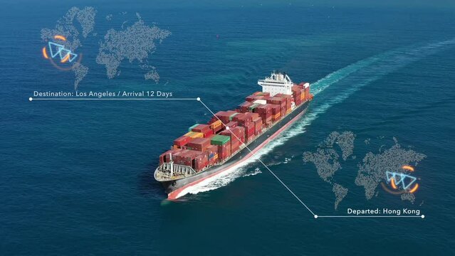 Port efficiency management telemetry display on Container Ship 
