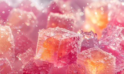 Sugar Cubes in Mid-Air with Pink Bokeh Lights