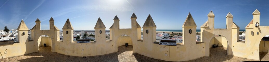 Fototapeta na wymiar Panoramic view over the city and beach in Conil de la Frontera