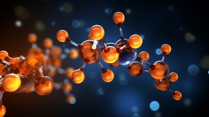 Chemistry concept illustration with detailed molecular model on scientific backdrop