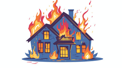 House fire vector illustration  blazing home graphic