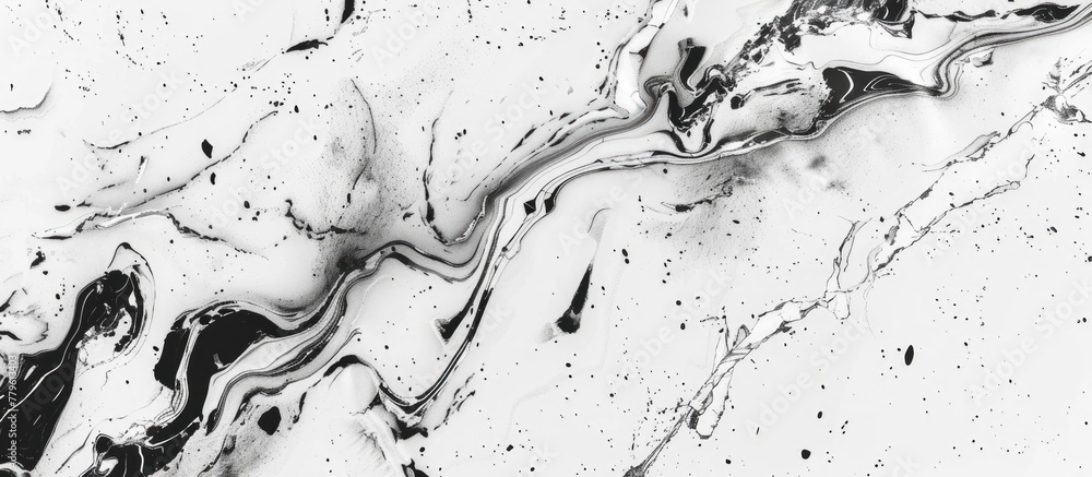 Poster a monochrome photo capturing the intricate patterns and textures of a marble surface, evoking a sens