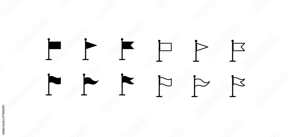 Poster collection of checkboxes icons. linear, set of flags for mark design. vector icons