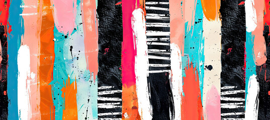 Hand drawn modern artistic stripes collage print.