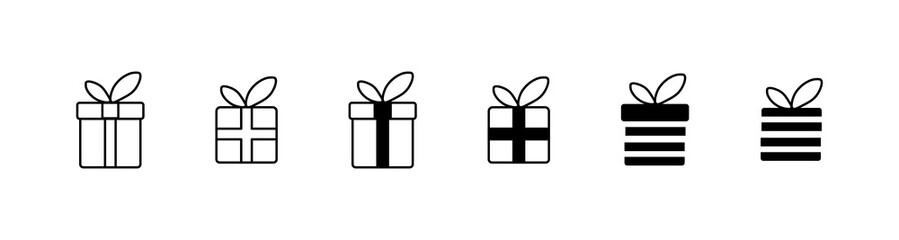 Gift boxes icons. Outline, set of gift boxes. Vector icons