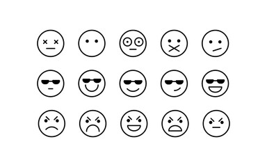 Set of emoticons icons. Outline, a collection of emoticons for all reactions. Vector icons