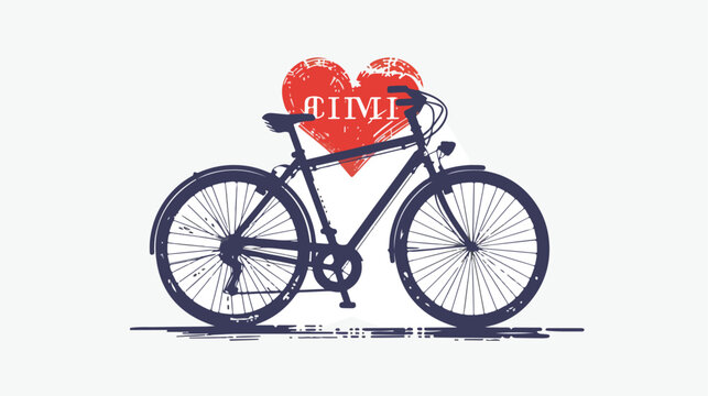 I Love My Bike Flat vector isolated on white background
