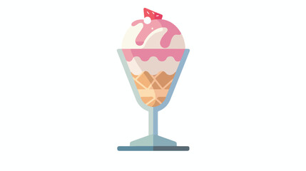Icecream in glass icon Flat vector isolated on white