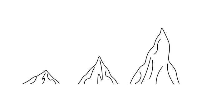 Mountain icons. Linear, set of mountains icons. Vector icons