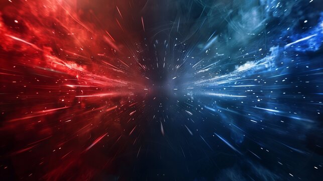 A vibrant versus screen displaying a confrontation between red and dark blue backgrounds, symbolizing the intensity of competition