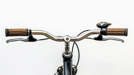 a bicycle handle, white background  - obrazy, fototapety, plakaty