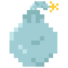 Bomb for 8-bit games. Vector icon in pixel art style