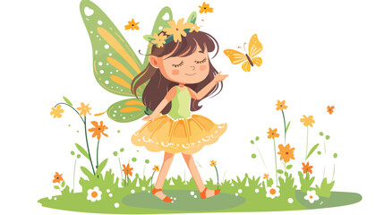 Illustration of cute young fairy. Vector illustration