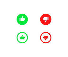 Like and dislike icons. Flat, color, social media ui design, thumbs up, thumbs down, like and dislike icons. Vector icons