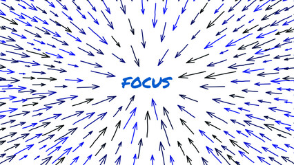 Obraz premium Arrows Pointing to the Center. Dynamic Arrow Symbols. Focus on Your Goal Target. Focus Concept. Radial Lines Design Element. Alternating Grid Pattern. Vector Illustration.