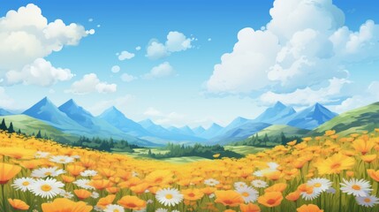 Vibrant summer sale banner abstract background design with flat illustration for poster