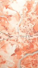 Peach and white pattern with a Peach background map lines sigths and pattern with topography sights in a city backdrop