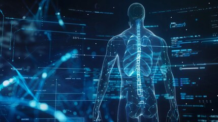 DNA medical screen hologram science hud data analysis body research background futuristic. Screen DNA infographic medical scan health digital 3d technology medicine human tech ui graph interface lab 