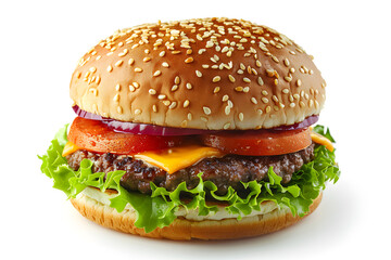 Realistic burger on white background