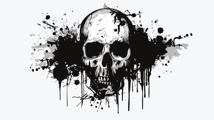 Ink splash skull abstract composition Flat vector isolated