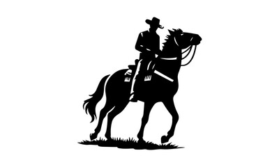 cowboy silhouette in black and white ,cowboy with silhouette design