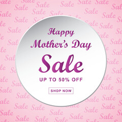 Up To 50% Off for Mother Day Sale Poster Design Decorated with Pink Origami Hearts