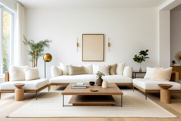 Scandinavian interior design of modern living room, home.