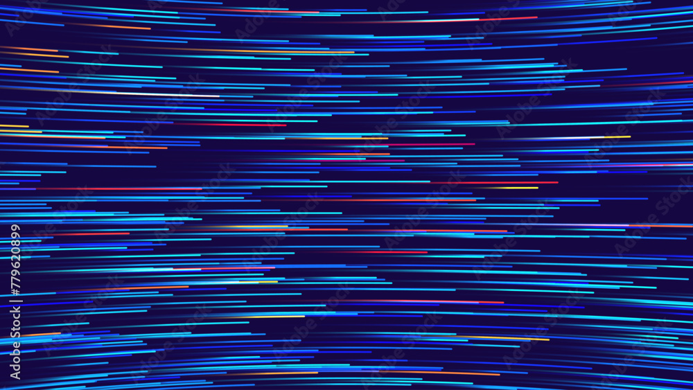 Leinwandbilder Speed Lines Digital Data Flow Vector Background. Big Data Technology Lines. 5G Wireless Data Transmission. High Speed of Light Trails. Information Flow in Virtual Reality Cyberspace. Vector