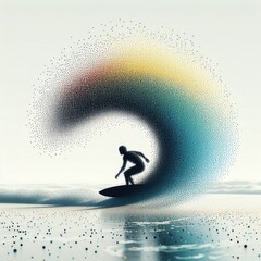 the surfers with colorful triangles in Generative AI.
