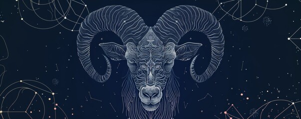 Zodiac aries ram constellation illustration