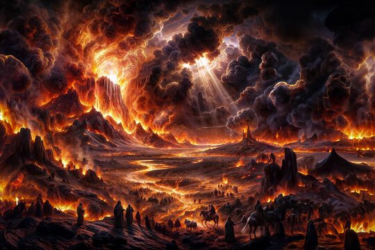 Sodom and Gomorrah Destruction: Fire Raining Down
