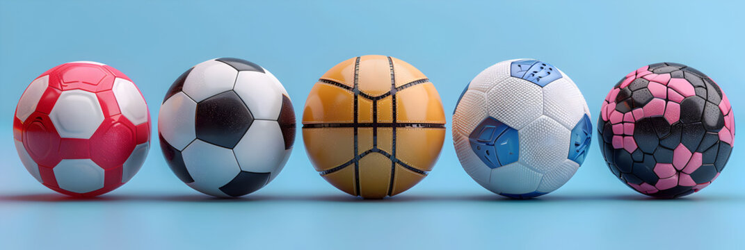 Abstract soccer ball or football ball on watercolor painting background football tournament,
Collection of 3D sport and ball icon collection 