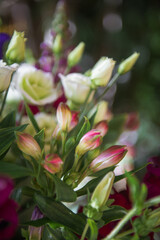 Flowers, bouquet, composition of beautiful fresh flowers with white, purple, pink, red and rose