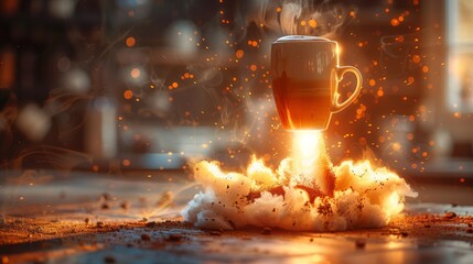 Energizing morning coffee with dynamic splash
