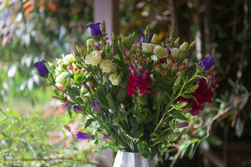 Obraz premium Flowers, bouquet, composition of beautiful fresh flowers with white, purple, pink, red and rose