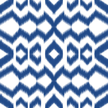 Ikat Seamless pattern blue