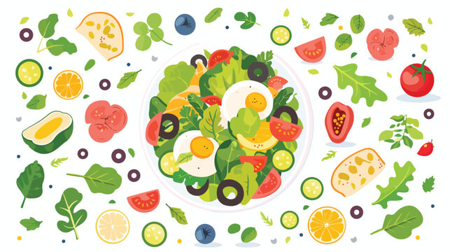 Healthy clean eating layout vegetarian food and diet