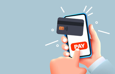 Pay credit card, service online purchase, banking app. Vector illustration